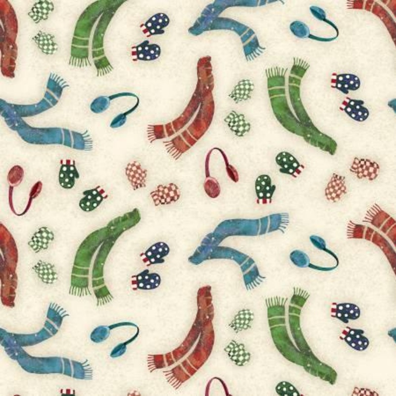 Snow Valley Cream Digital Scarves & Mittens