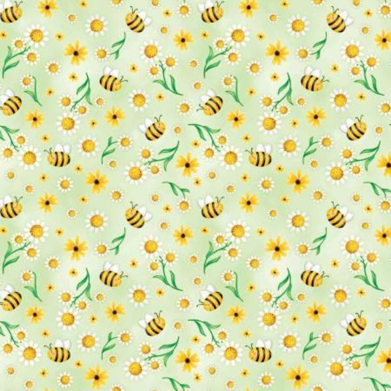 Sunshine Days Daisies & Bees Green