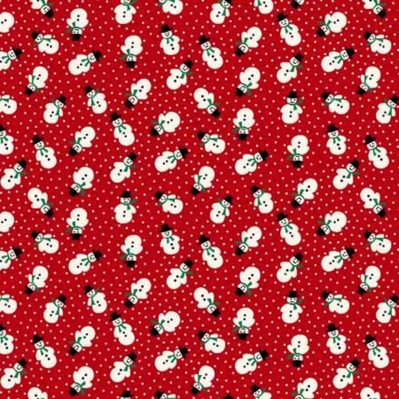 Winter in Snowtown Red Tiny Tossed Snowman