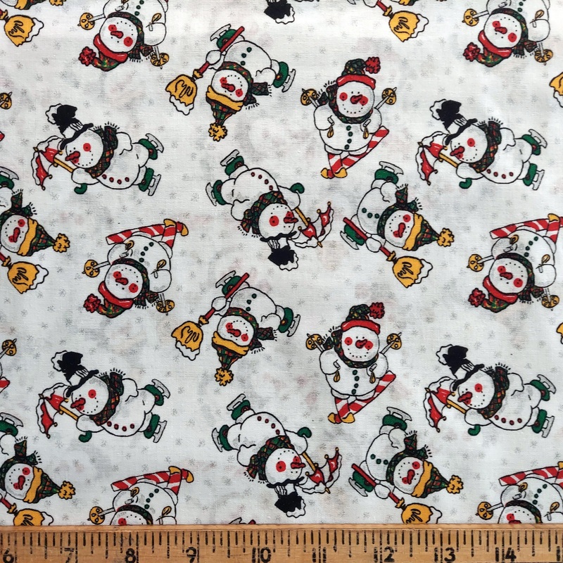 Fabri-Quilt Ozark Christmas Snowmen White