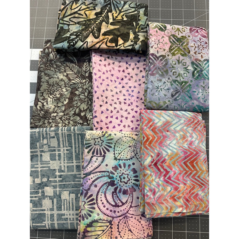 High Quality Gray and Pastel Batik Quilters Cotton Fabric Bundle  7 Yards Total