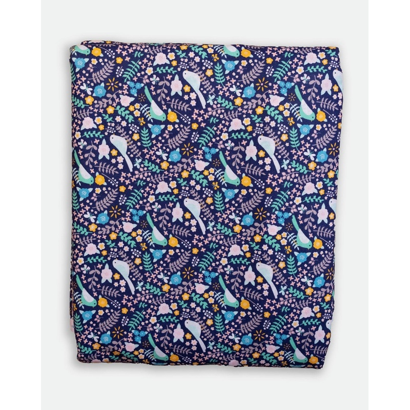 Lily and Loom Dreamfield Bird Garden Navy Quilt Back