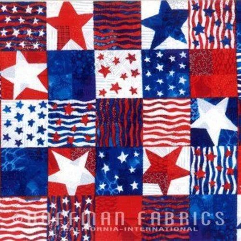 Patriotic Palette By Hoffman Fabrics - Red/White/Blue Patchwork #N3426-159
