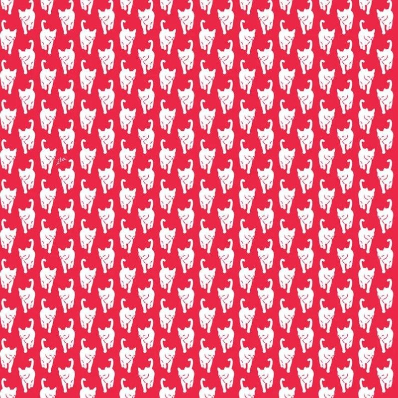 QT Fabrics Cat Flat Cat Silhouettes Red
