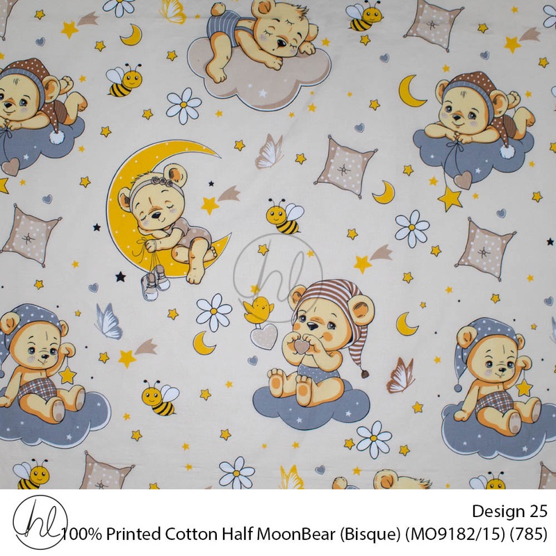 100% Cotton Prt Half MoonBear