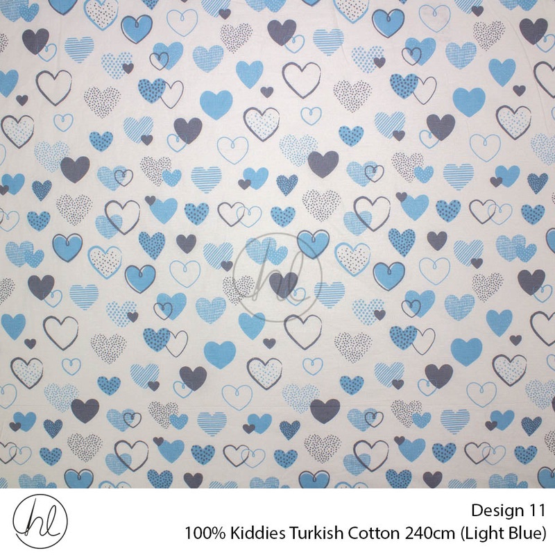 100% Kiddies Turkish Cotton Design 11 240cm Per M Light Blue
