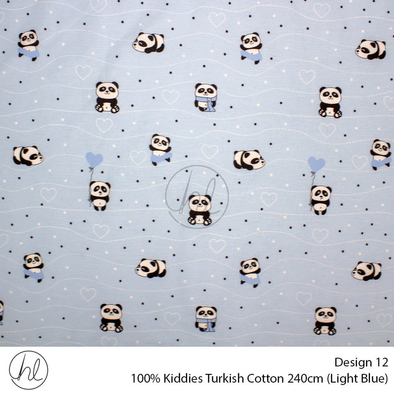 100% Kiddies Turkish Cotton Design 12 240cm Per M Light Blue