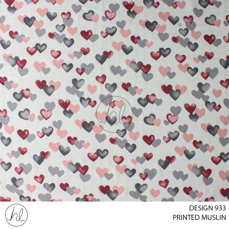 MUSLIN PRT HEARTS GREY ROLL ROLL 001
