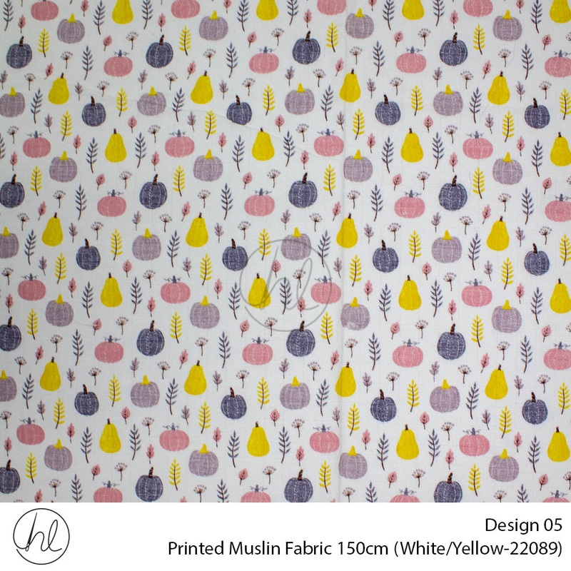 MUSLIN PRT PUMPKINS WHITE/YELLOW ROLL ROLL 001