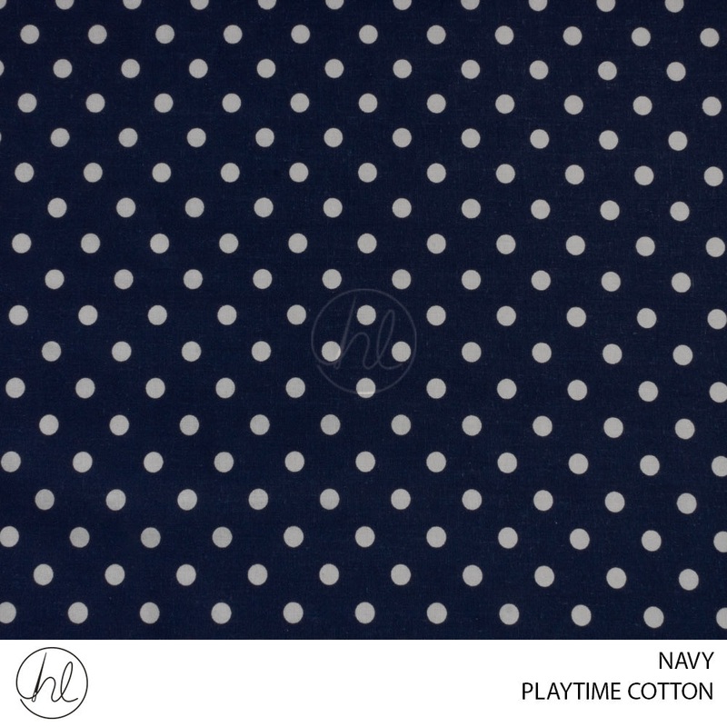 PLAYTIME COTTON 334 POLKA DOT NAVY 150CM WIDE PER M