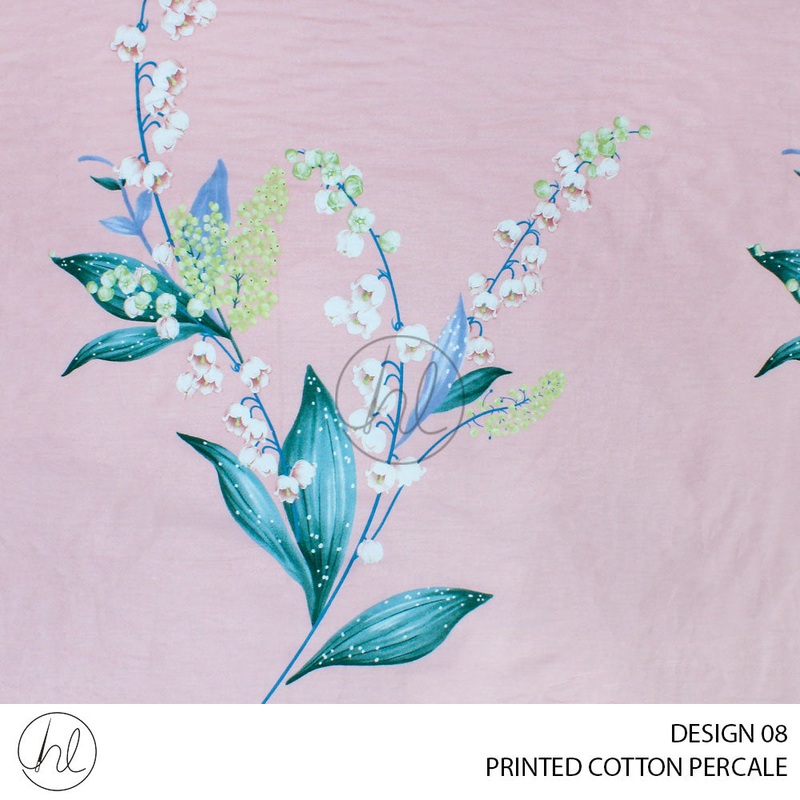 PRINTED COTTON PERCALE FLOWER DESIGN 08 BABY PINK 240CM PER M