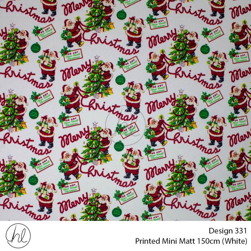Printed Mini Matt Design 331 150cm Per m White fabric