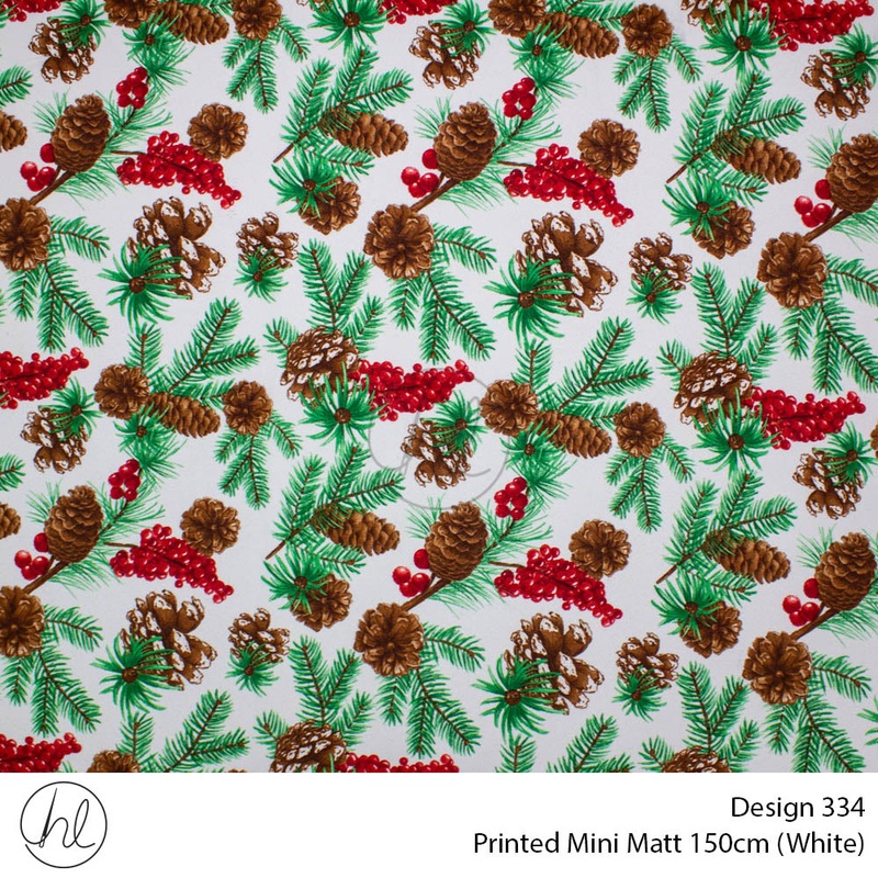 Printed Mini Matt Design 334 150cm Per m White fabric