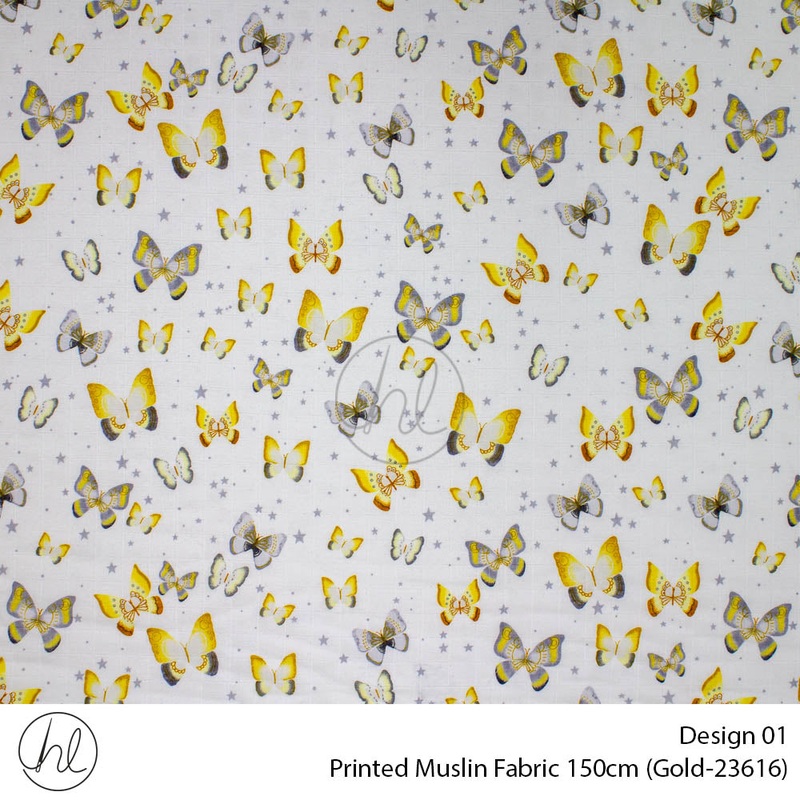 Printed Muslin Design 01 150cm Per/m Grey/Yellow