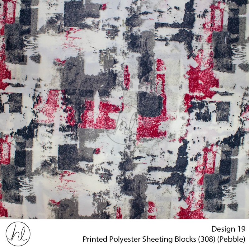 Printed Polyester Sheeting 240cm Blocks Pebble Per m