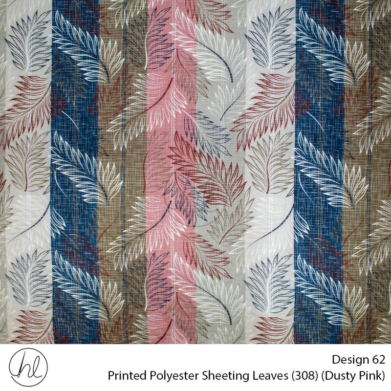 Printed Polyester Sheeting 240cm Leaves Dusty Pink Per m