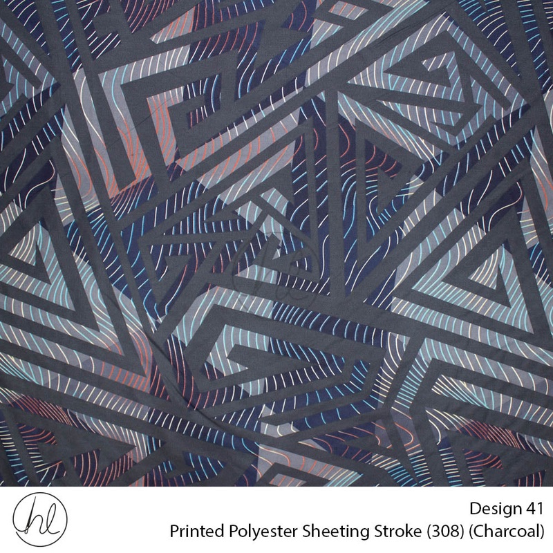 Printed Polyester Sheeting 240cm Stroke Charcoal Per m
