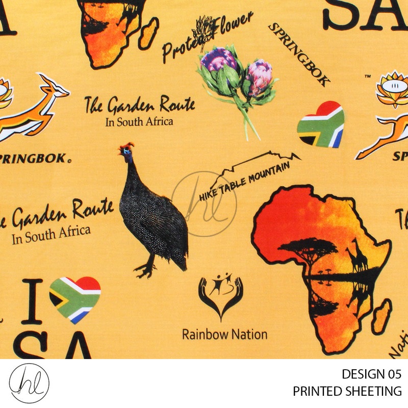 PRINTED SHEETING RAINBOW NATION DESIGN 05 YELLOW240CM0 PER M