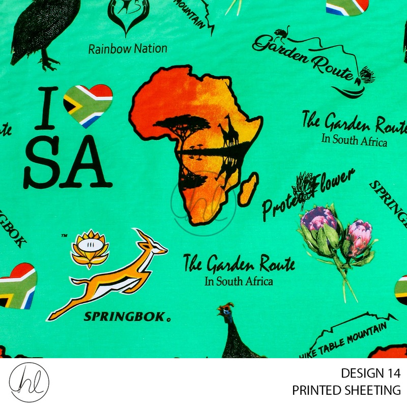 PRINTED SHEETING RAINBOW NATION DESIGN 14 GREEN 240CMPER M