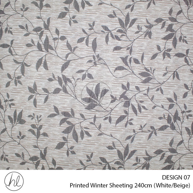 Printed Winter Sheeting Design 07 White/Beige 240cm Wide