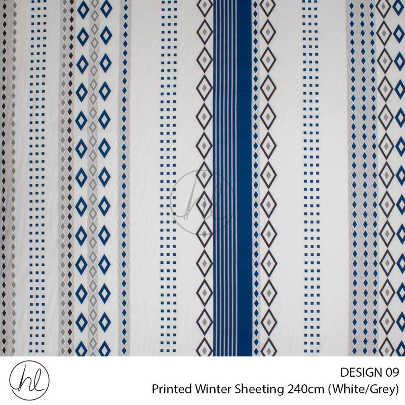 Printed Winter Sheeting Design 09 White/Grey 240cm Wide