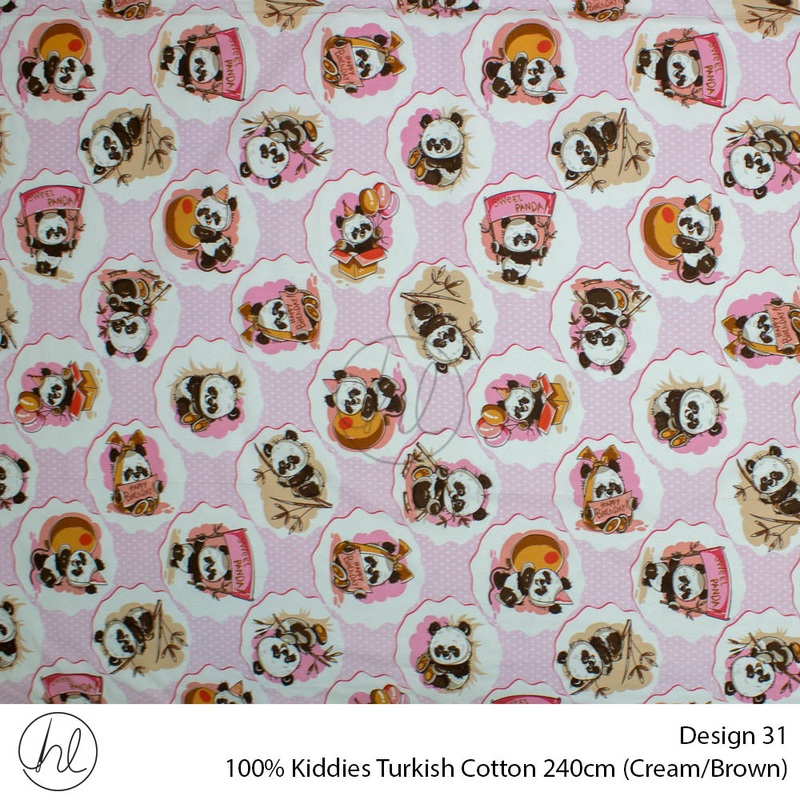 100% Kiddies Turkish Cotton Design 31 240cm Per M Cream/Brown