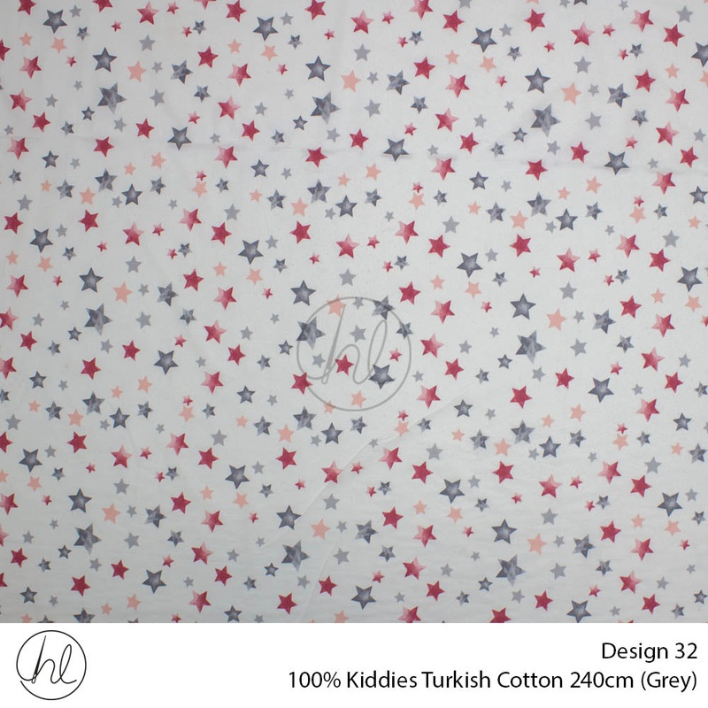 100% Kiddies Turkish Cotton Design 32 240cm Per M Grey