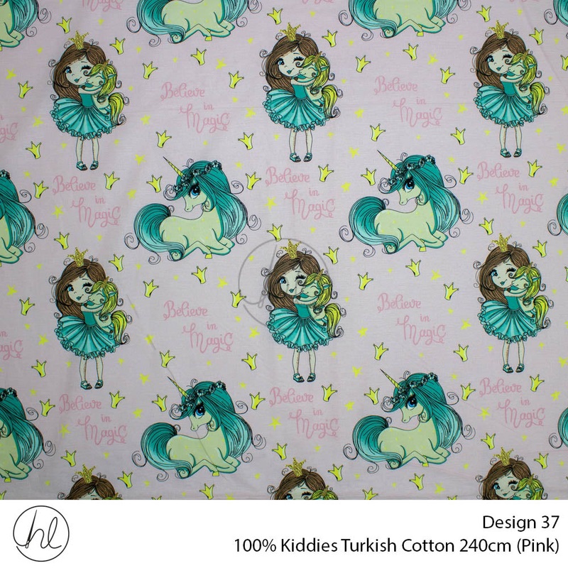 100% Kiddies Turkish Cotton Design 37 240cm Per M Pink