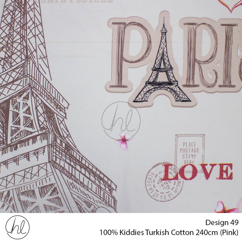 100% Kiddies Turkish Cotton Design 49 240cm Per M Pink