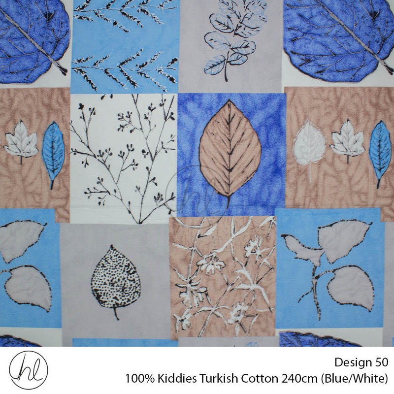 100% Kiddies Turkish Cotton Design 50 240cm Per M Blue/White