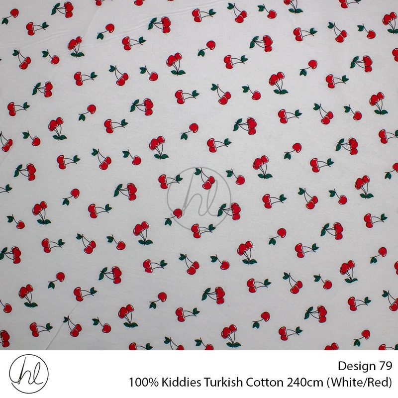 100% Kiddies Turkish Cotton Design 79 240cm Per M White/Red