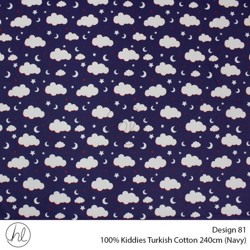 100% Kiddies Turkish Cotton Design 81 240cm Per M Navy