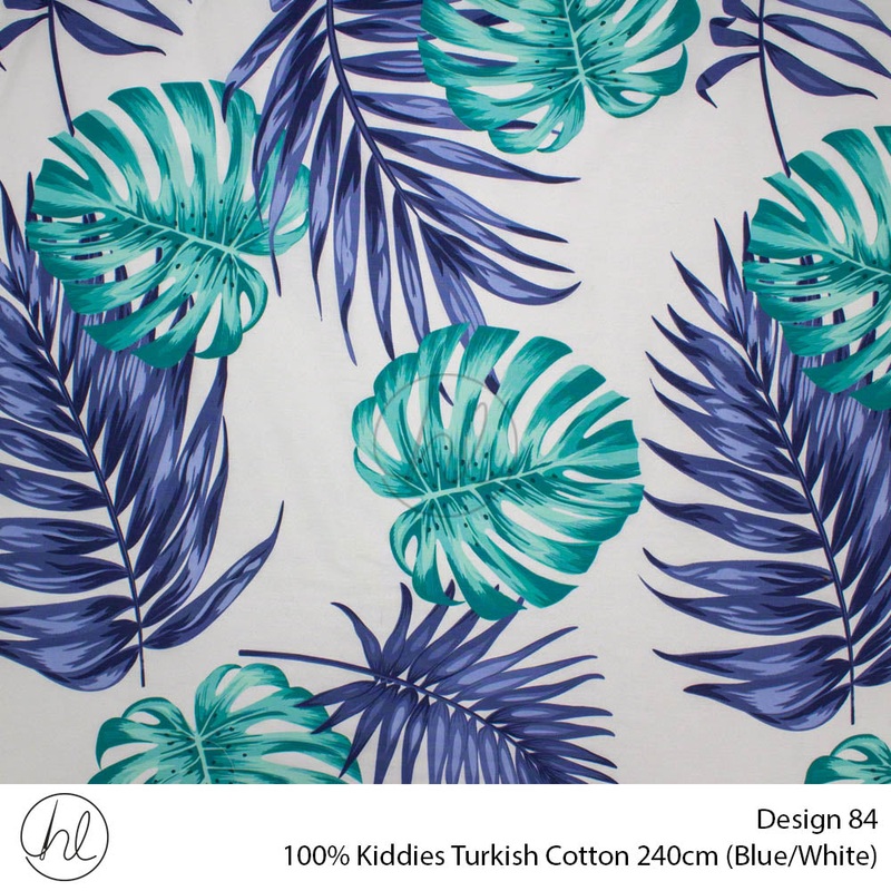 100% Kiddies Turkish Cotton Design 84 240cm Per M Blue/White