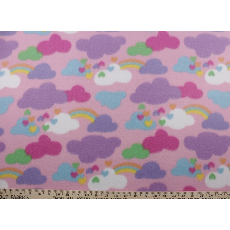 Cloudy Fleece Fabric in Pink