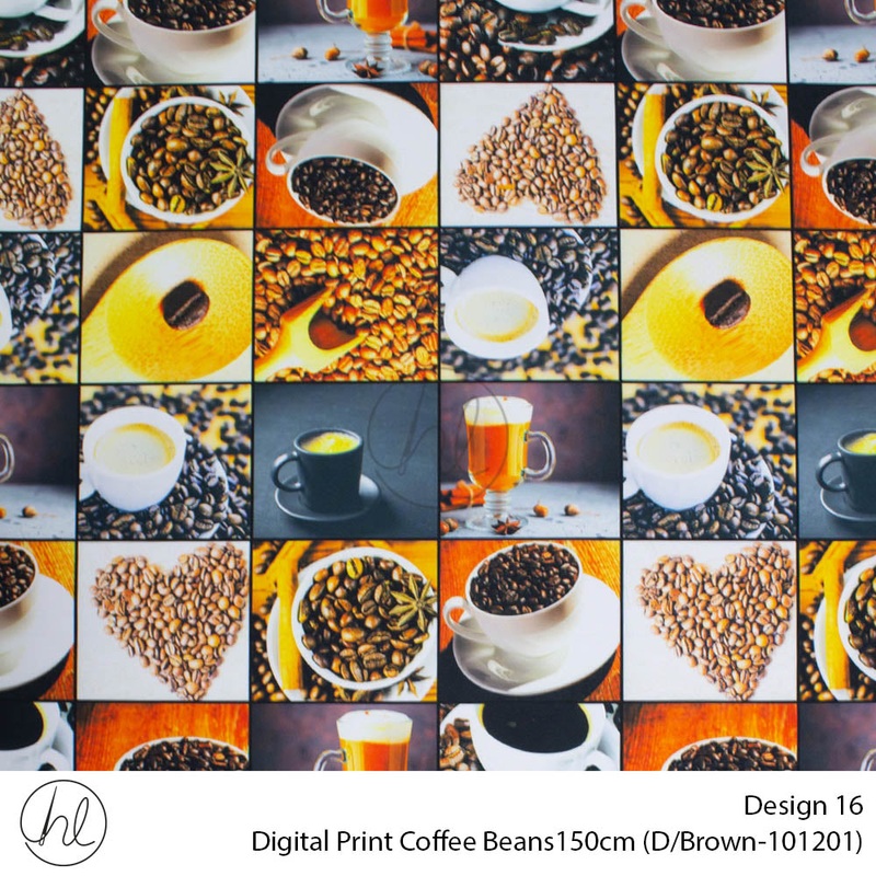 Digital Print Coffee Beans Fabric Design 16 150cm Per m D/Brown