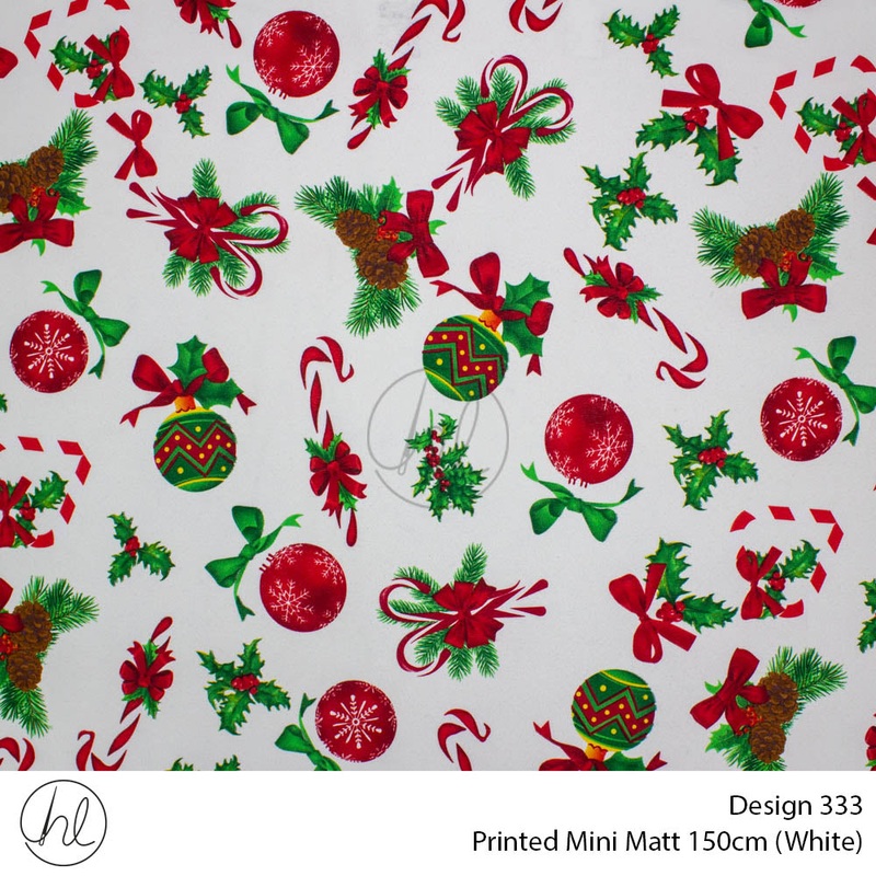 Printed Mini Matt Design 333 150cm Per m White fabric