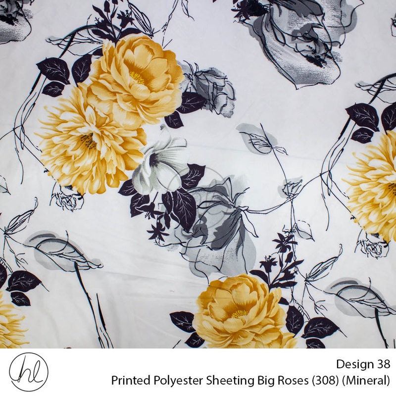 Printed Polyester Sheeting 240cm Big Roses MIneral Per m