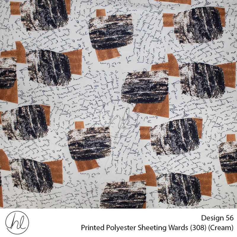 Printed Polyester Sheeting 240cm Wards Cream Per m