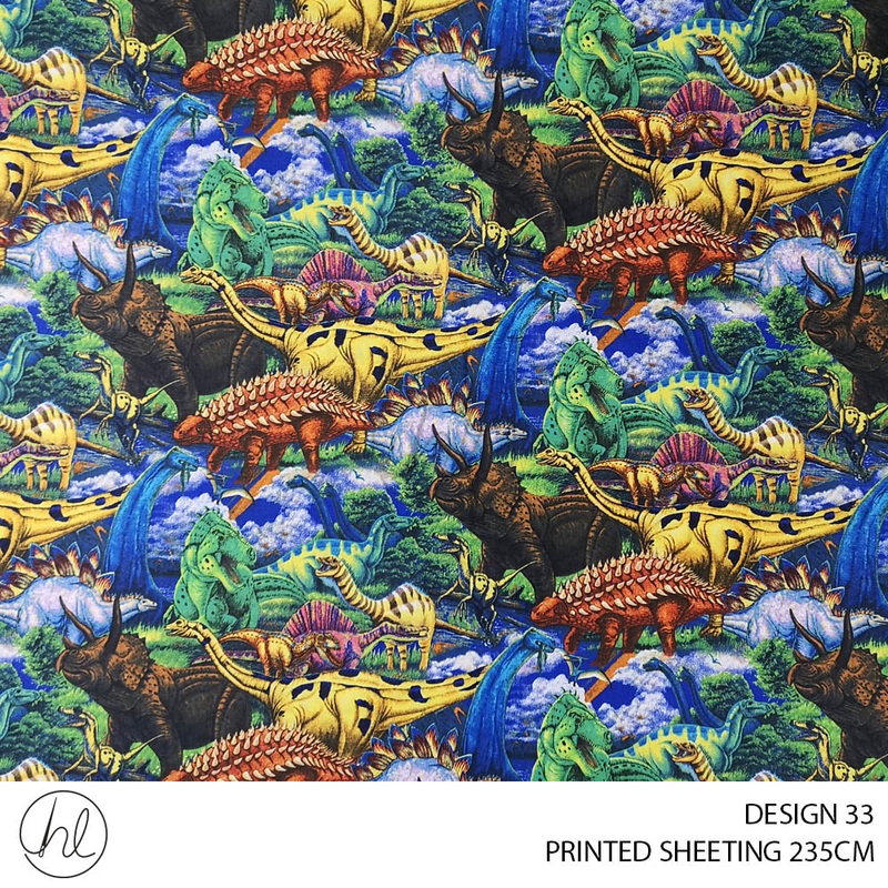 PRINTED SHEETING DESIGN 32 235CM WIDE PER M DINO