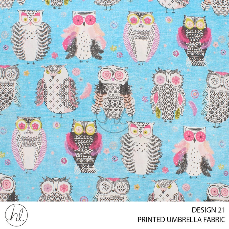 PRINTED UMBRELLA FABRIC PARLIAMENT OF OWL DESIGN 21 BLUE 235CM PER M