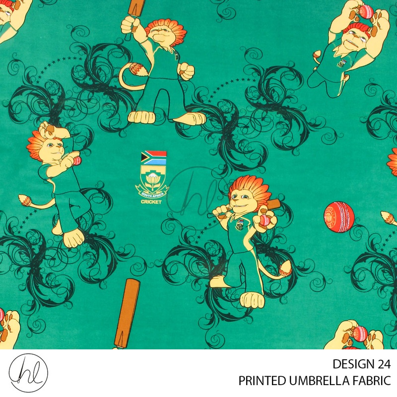 PRINTED UMBRELLA FABRIC SA CRICKET DESIGN 24 GREEN 235CM PER M