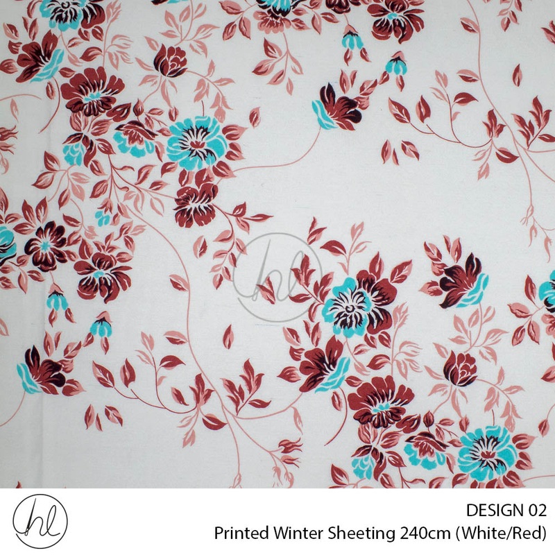 Printed Winter Sheeting Design 02 White/Red 240cm Wide