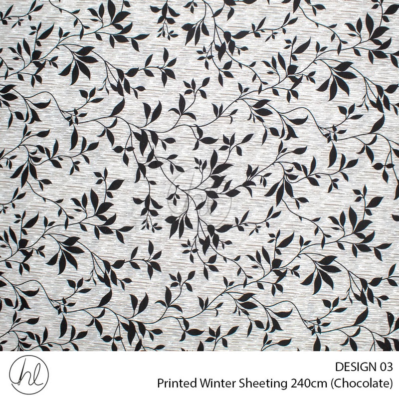 Printed Winter Sheeting Design 03 Chocolate 240cm Wide