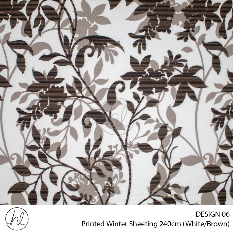Printed Winter Sheeting Design 06 White/Brown 240cm Wide