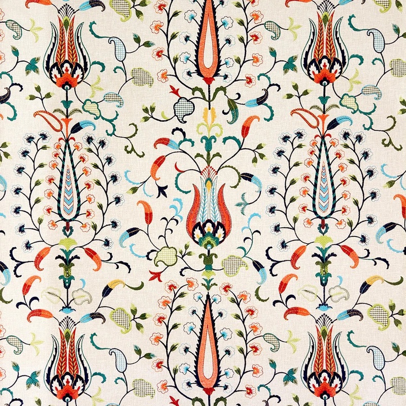 3.5 Yards ~  Chance To Create Embroidered Fabric in Multi