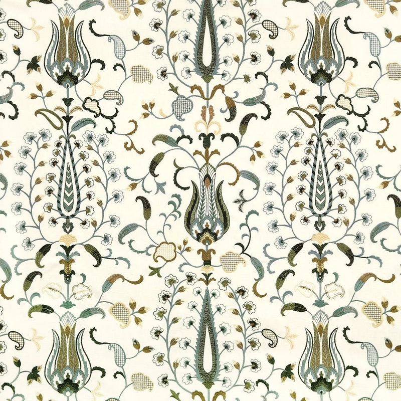 3 Yards ~  Chance To Create Embroidered Fabric in Mineral