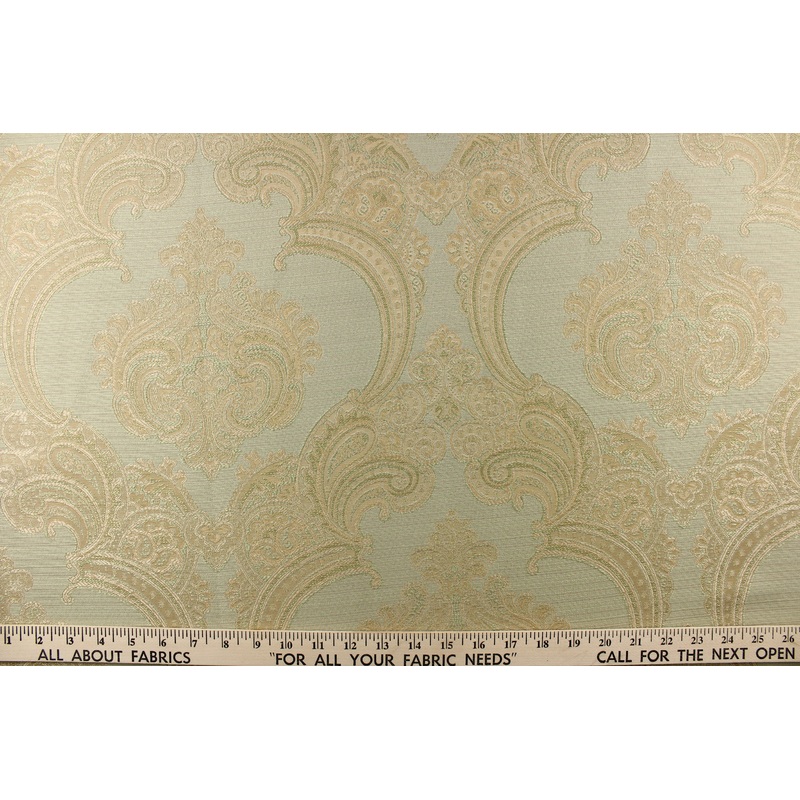 Carlisle Delightful Paisley Jacquard Fabric in Misted Mint