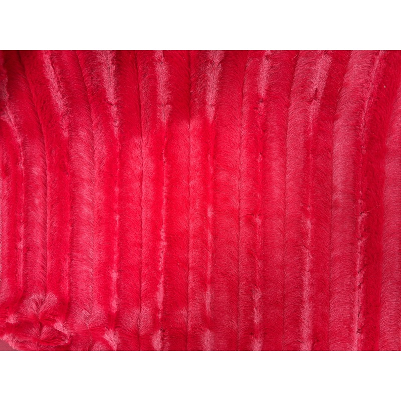 Ribbed Mink Faux Fur Fabric in Red