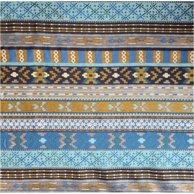 Robert Allen Pueblo Stripe Tapestry Fabric in Azure