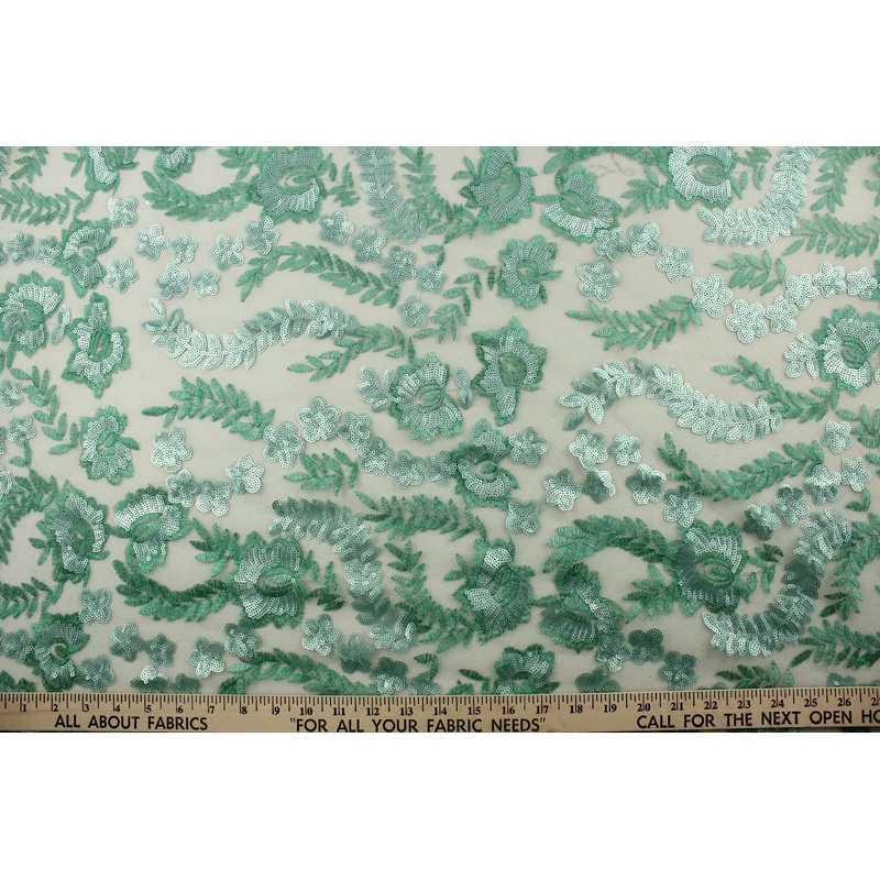 Sequined Net Leaves in Green